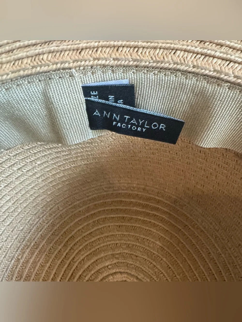 Ann Taylor Woven Straw Floppy Sun Hat, Navy Blue and White Polka Dots, One Size